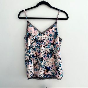 Floral Black Lace Camisole Tank, Medium